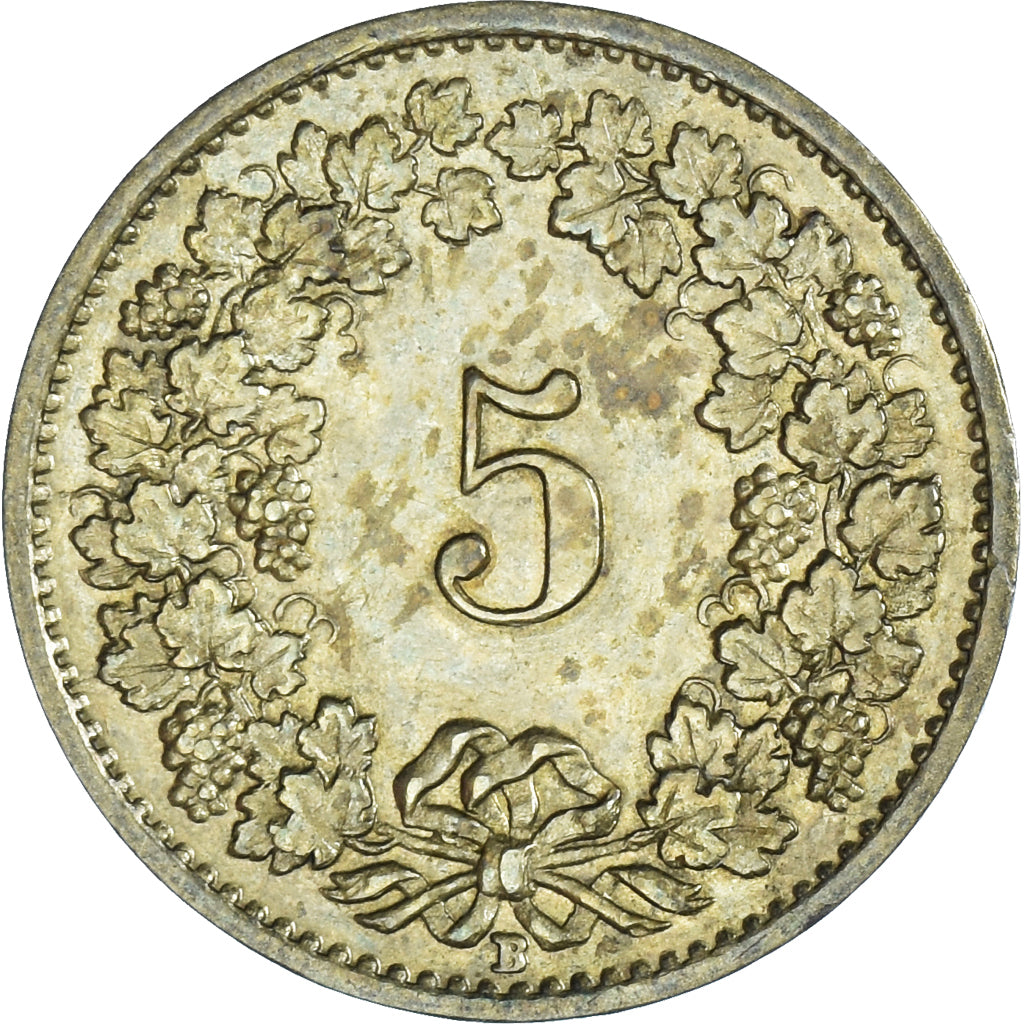 Coin, Switzerland, 5 Rappen, 1918, Bern, EF(40-45), Brass, KM:26a