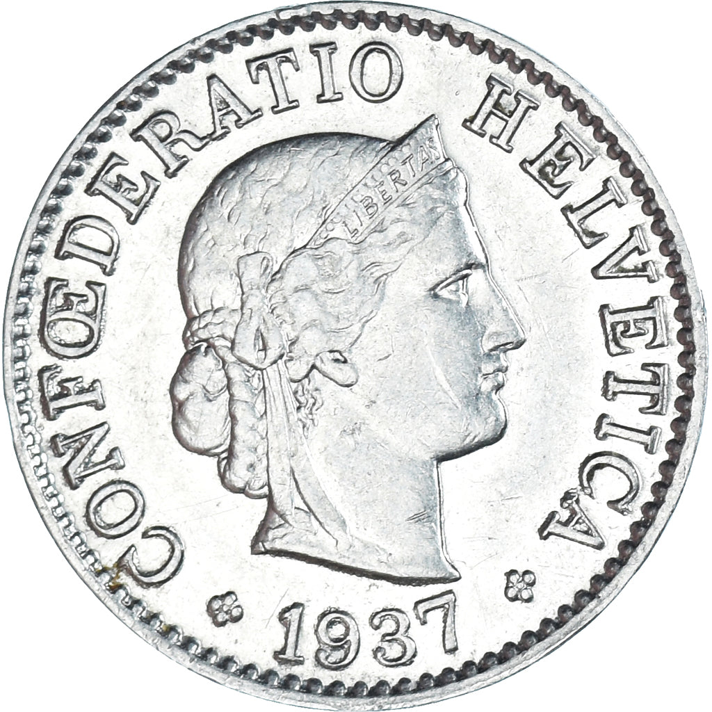 Munten, Zwitserland, 5 Rappen, 1937, Bern, ZF, Nickel, KM:26b