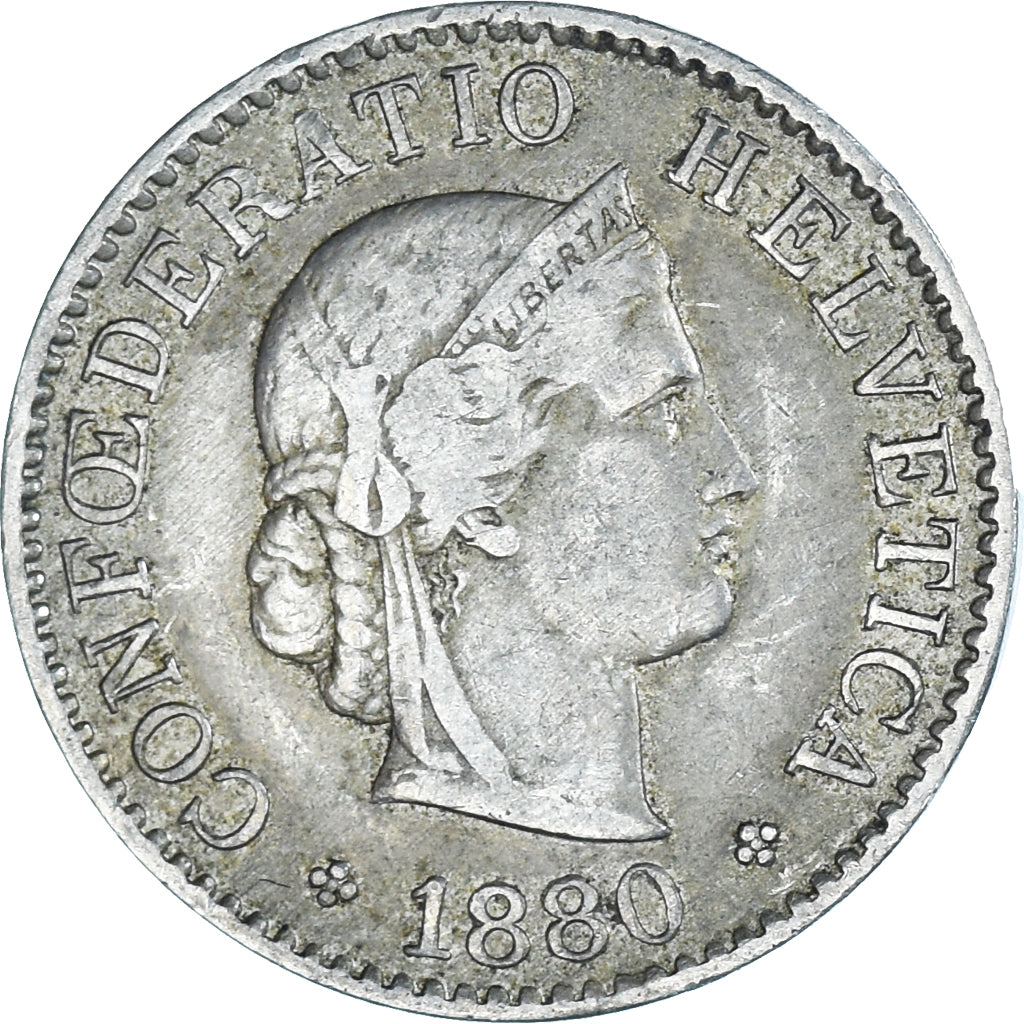 Moneta, Svizzera, 5 Rappen, 1880, Bern, MB, Rame-nichel, KM:26