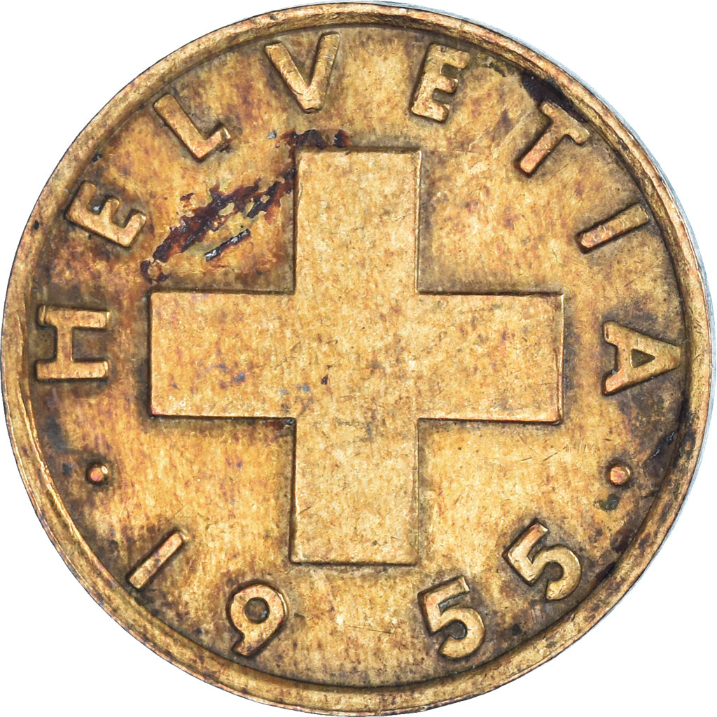 Coin, Switzerland, 2 Rappen, 1955, Bern, VF(30-35), Bronze, KM:47