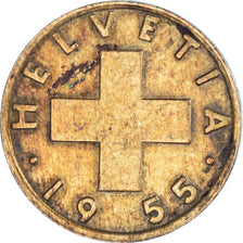 Coin, Switzerland, 2 Rappen, 1955, Bern, VF(30-35), Bronze, KM:47