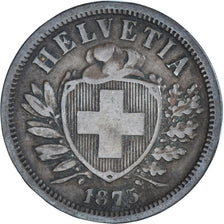 Coin, Switzerland, 2 Rappen, 1875, Bern, AU(50-53), Bronze, KM:4.1