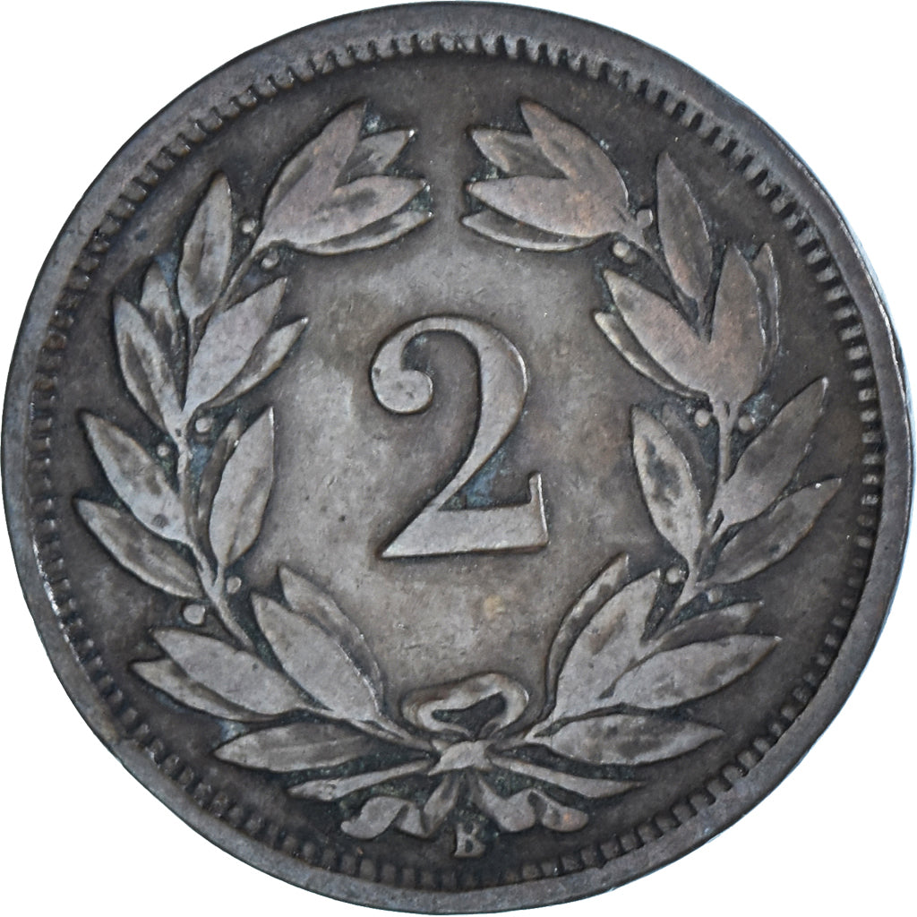 Coin, Switzerland, 2 Rappen, 1875, Bern, AU(50-53), Bronze, KM:4.1