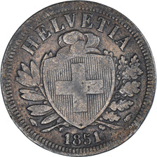 Coin, Switzerland, 2 Rappen, 1851, Paris, VF(30-35), Bronze, KM:4.1