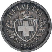 Coin, Switzerland, 2 Rappen, 1886, Bern, EF(40-45), Bronze, KM:4.1