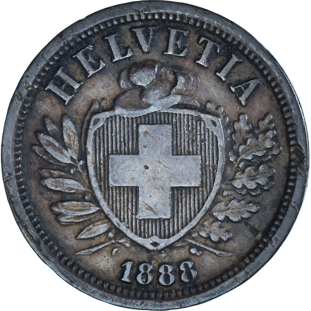 Coin, Switzerland, 2 Rappen, 1888, Bern, VF(30-35), Bronze, KM:4.1