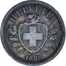 Coin, Switzerland, 2 Rappen, 1888, Bern, VF(30-35), Bronze, KM:4.1