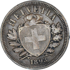 Coin, Switzerland, 2 Rappen, 1893, Bern, VF(30-35), Bronze, KM:4.2