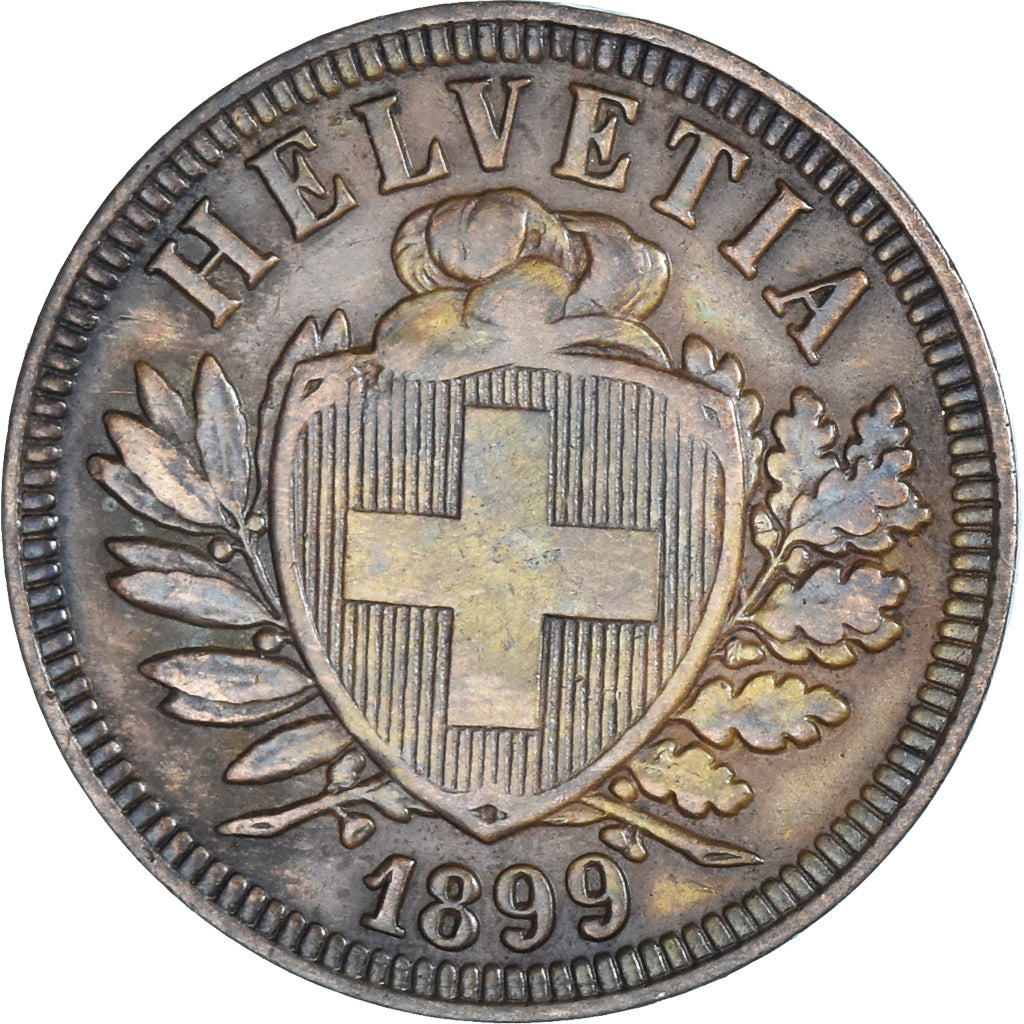 Moneda, Suiza, 2 Rappen, 1899, Bern, EBC, Bronce, KM:4.2