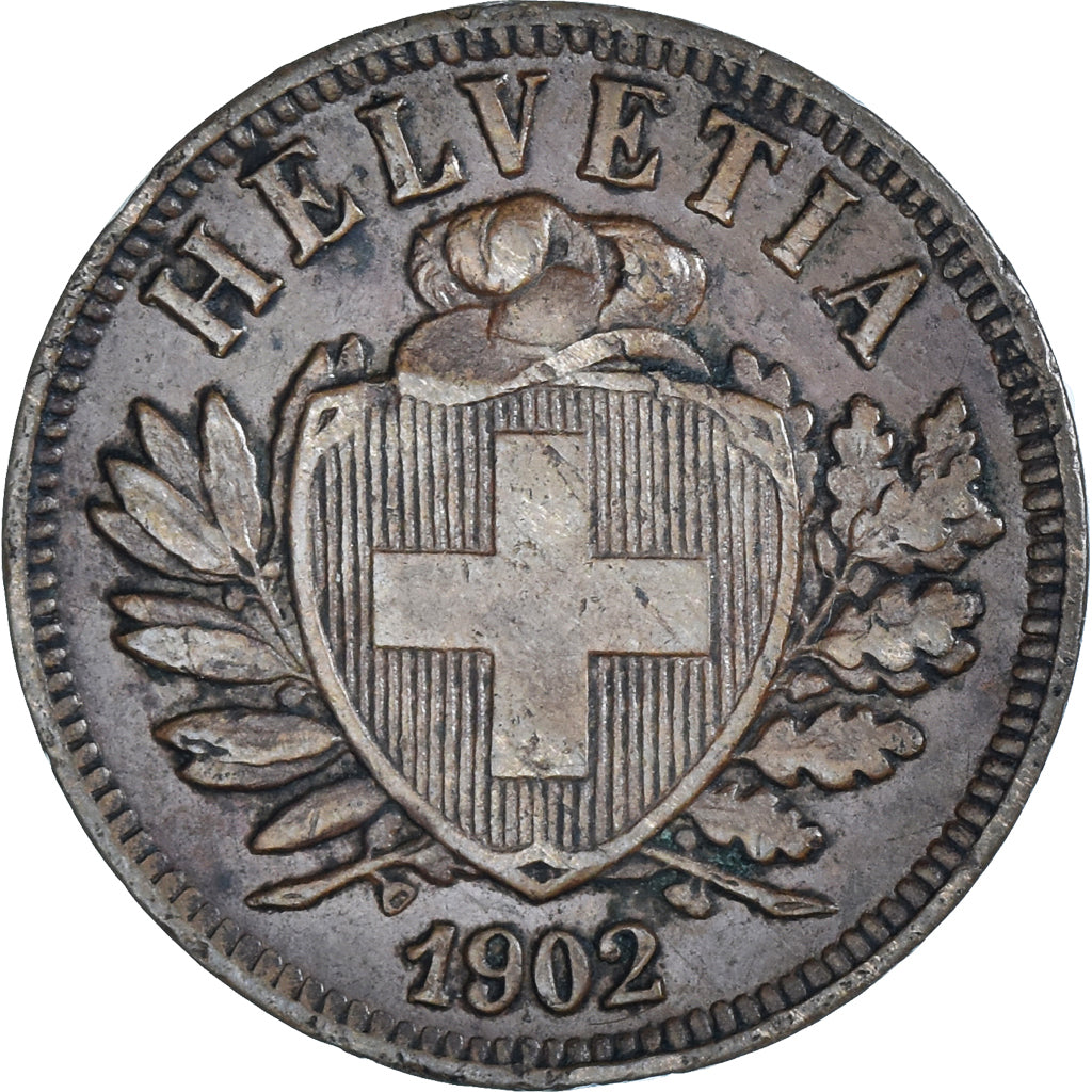 Moneta, Szwajcaria, 2 Rappen, 1902, Bern, EF(40-45), Brązowy, KM:4.2
