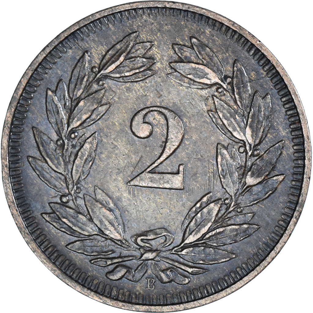 Moneta, Szwajcaria, 2 Rappen, 1907, Bern, EF(40-45), Brązowy, KM:4.2