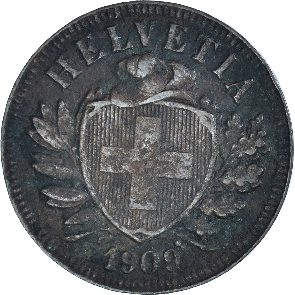 Coin, Switzerland, 2 Rappen, 1909, Bern, VF(20-25), Bronze, KM:4.2