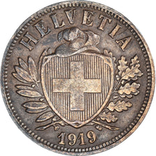 Coin, Switzerland, 2 Rappen, 1919, Bern, EF(40-45), Bronze, KM:4.2