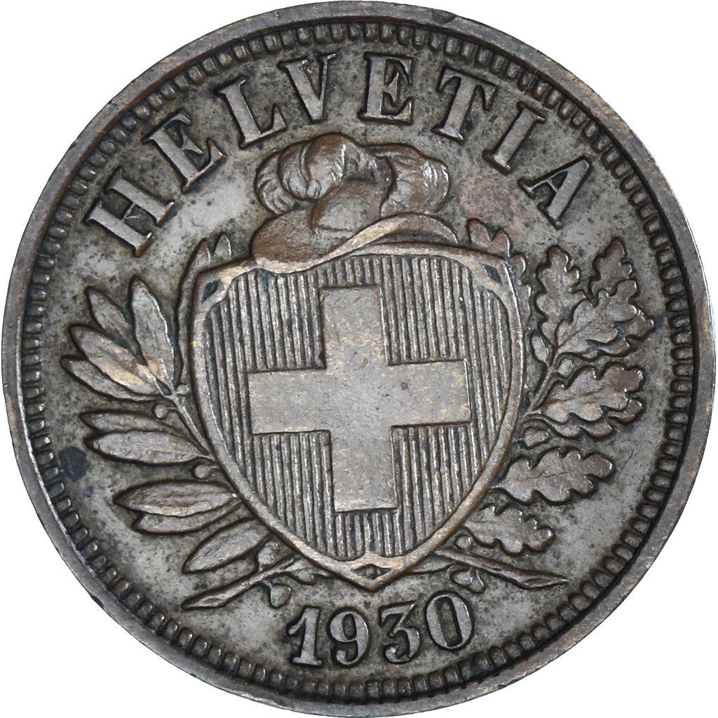 Coin, Switzerland, 2 Rappen, 1930, Bern, EF(40-45), Bronze, KM:4.2