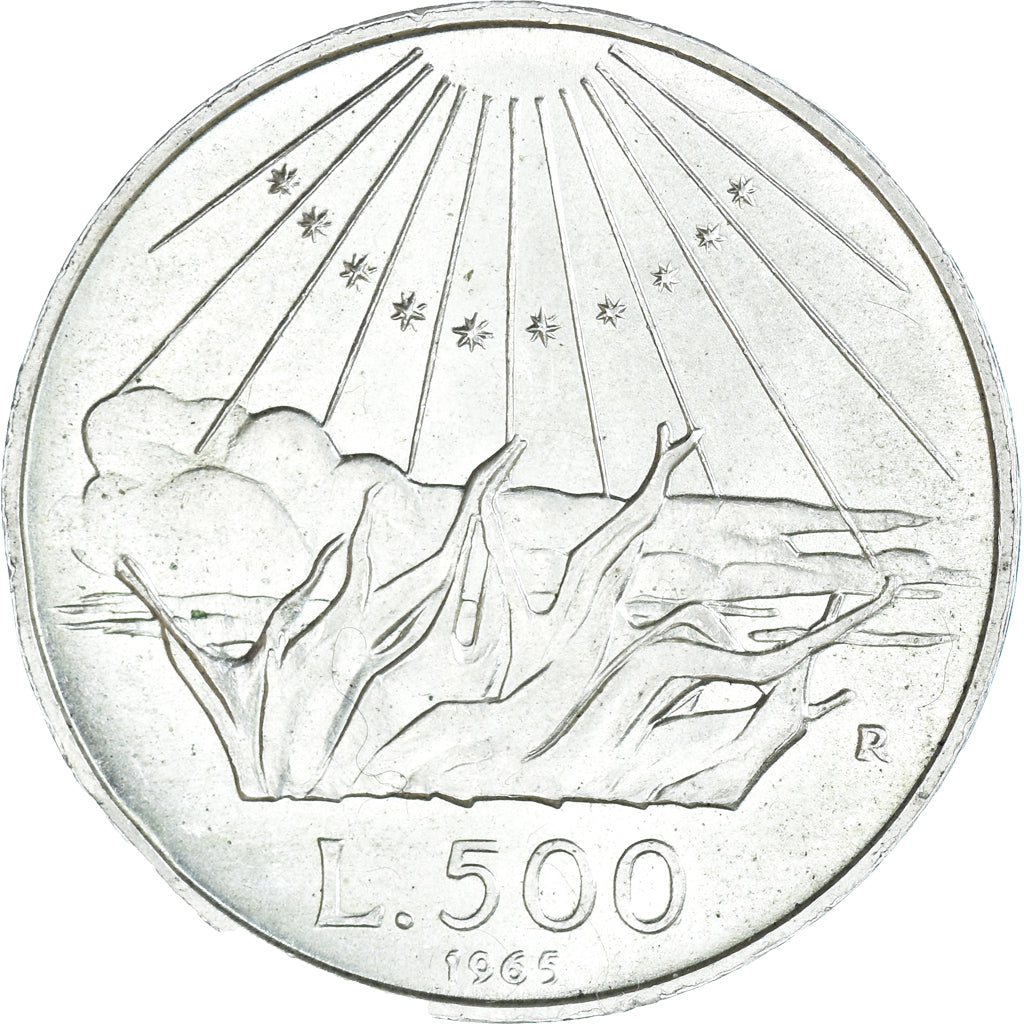 Coin, Italy, 500 Lire, 1965, Rome, MS(60-62), Silver, KM:100