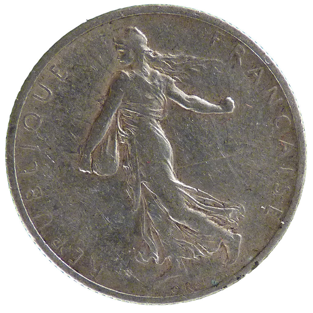 FRANCE, 2 Francs, 1914, Castelsarrasin, AU(50-53), Silver, Gadoury #532, 9.90