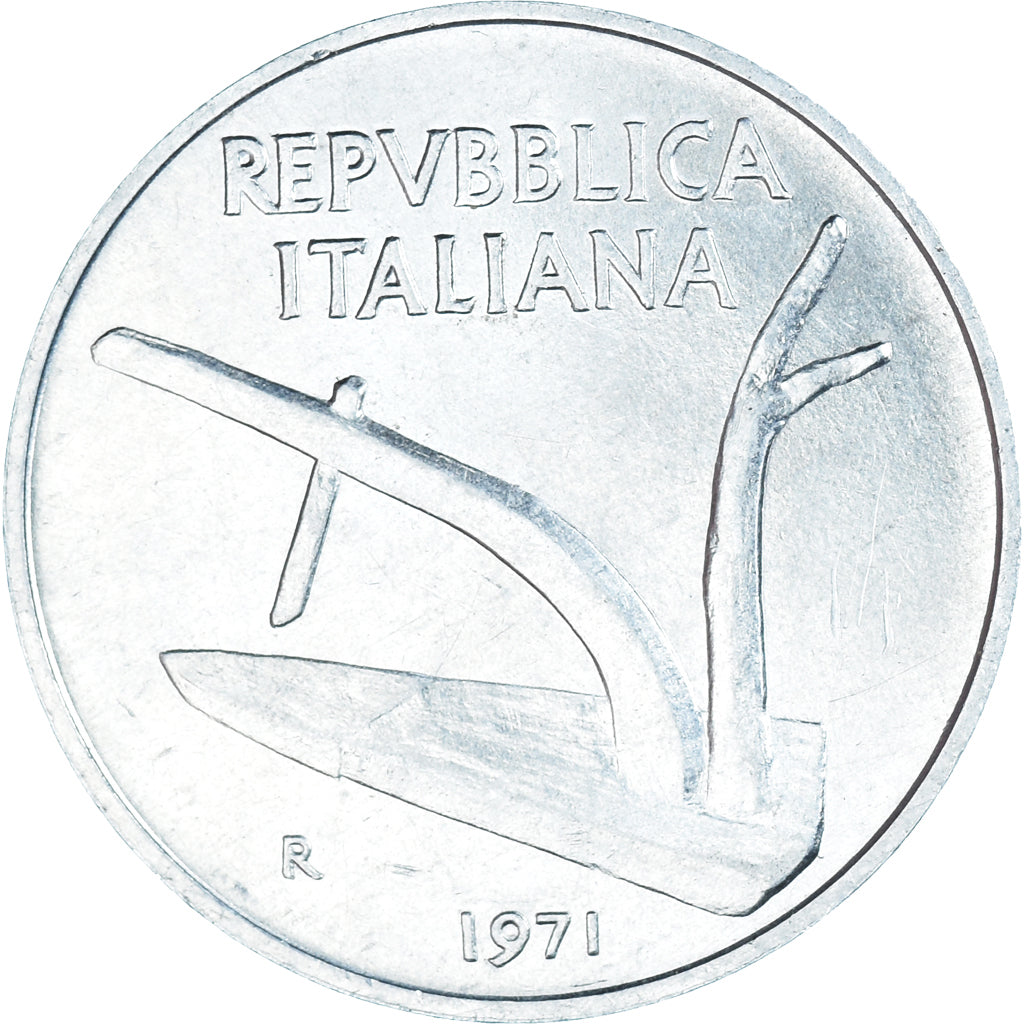 Moneta, Włochy, 10 Lire, 1971, Rome, AU(50-53), Aluminium, KM:93