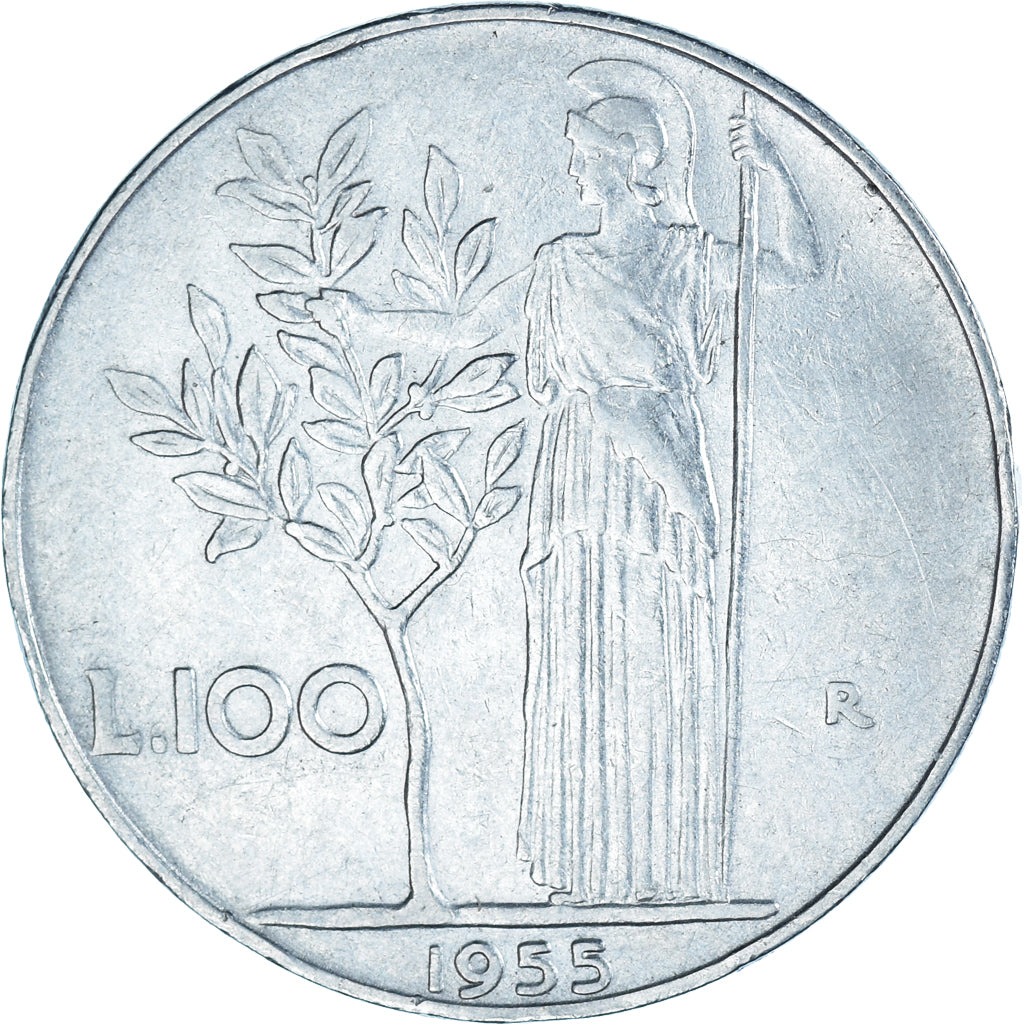 Coin, Italy, 100 Lire, 1955, Rome, EF(40-45), Stainless Steel, KM:96.1