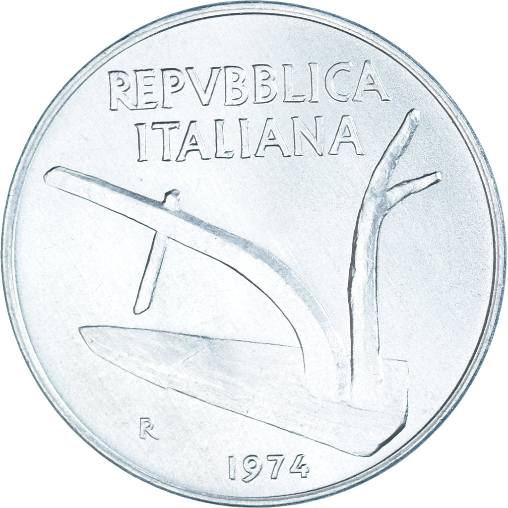 Münze, Italien, 10 Lire, 1974, Rome, UNZ, Aluminium, KM:93