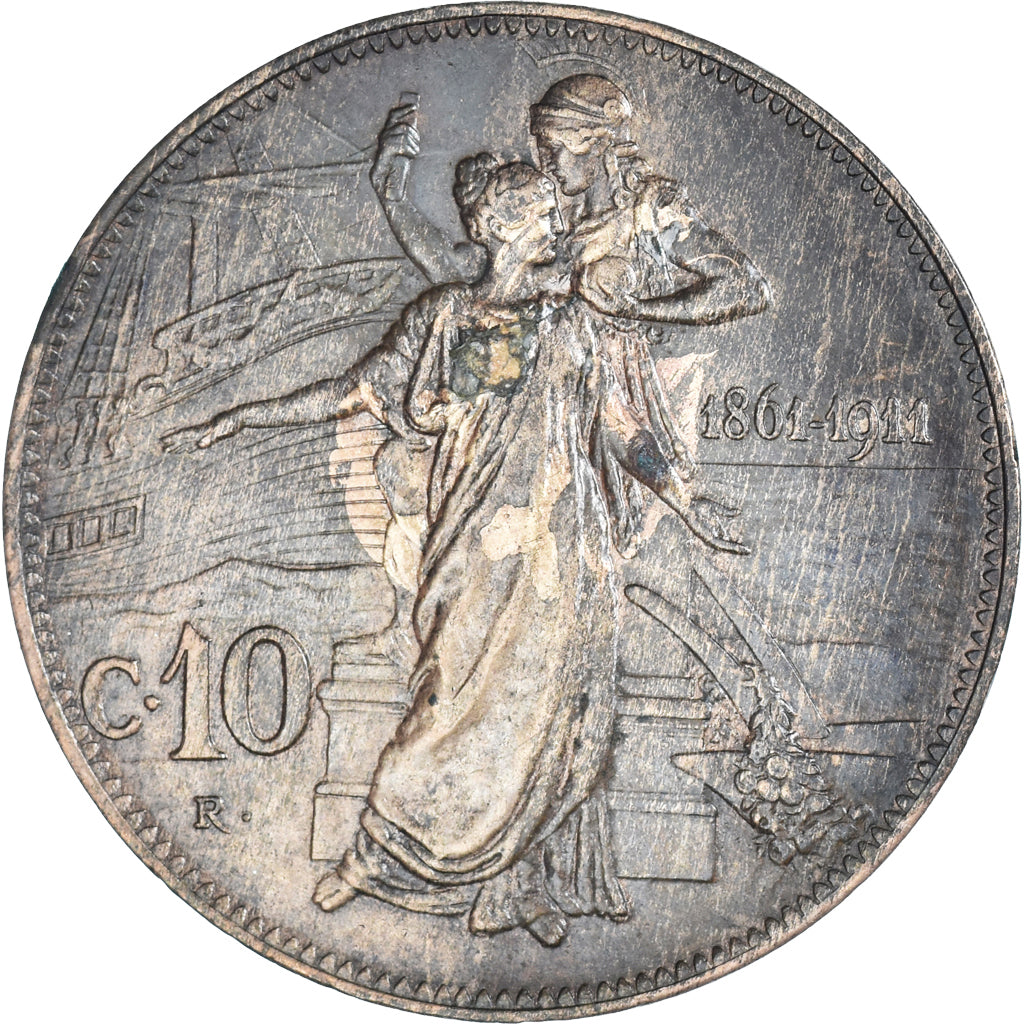 Coin, Italy, Vittorio Emanuele III, 10 Centesimi, 1911, Rome, AU(50-53), Bronze