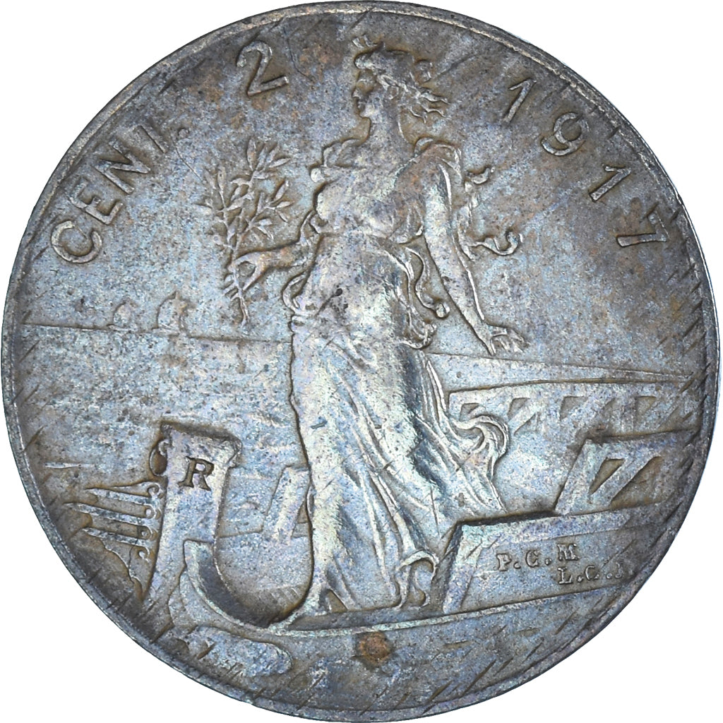 Moeda, Itália, Vittorio Emanuele III, 2 Centesimi, 1917, Rome, AU(50-53)
