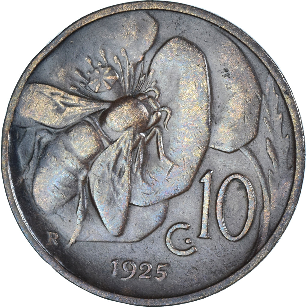 Coin, Italy, Vittorio Emanuele III, 10 Centesimi, 1925, Rome, AU(50-53), Bronze
