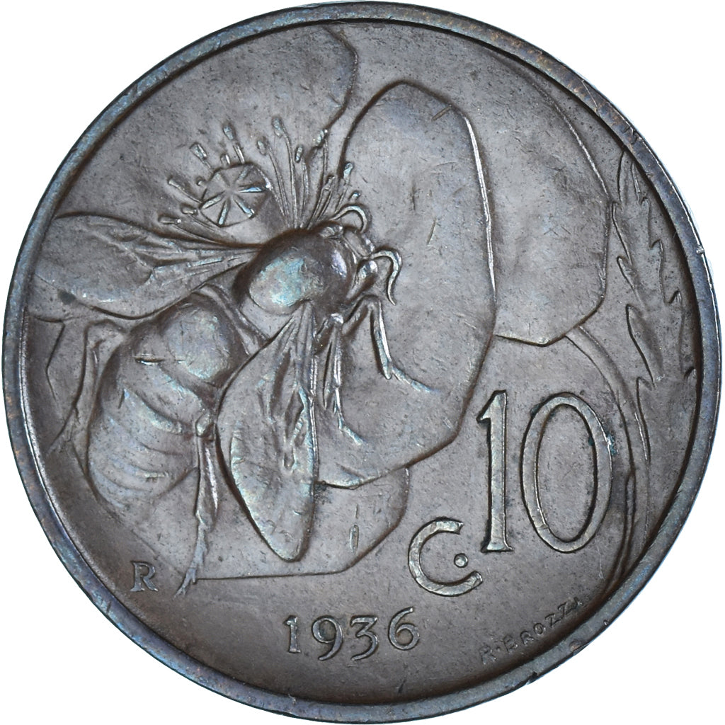Monnaie, Italie, Vittorio Emanuele III, 10 Centesimi, 1936, Rome, TB+, Bronze