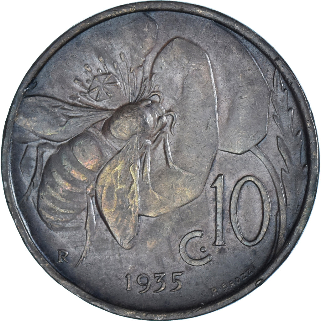 Coin, Italy, Vittorio Emanuele III, 10 Centesimi, 1935, Rome, VF(30-35), Bronze