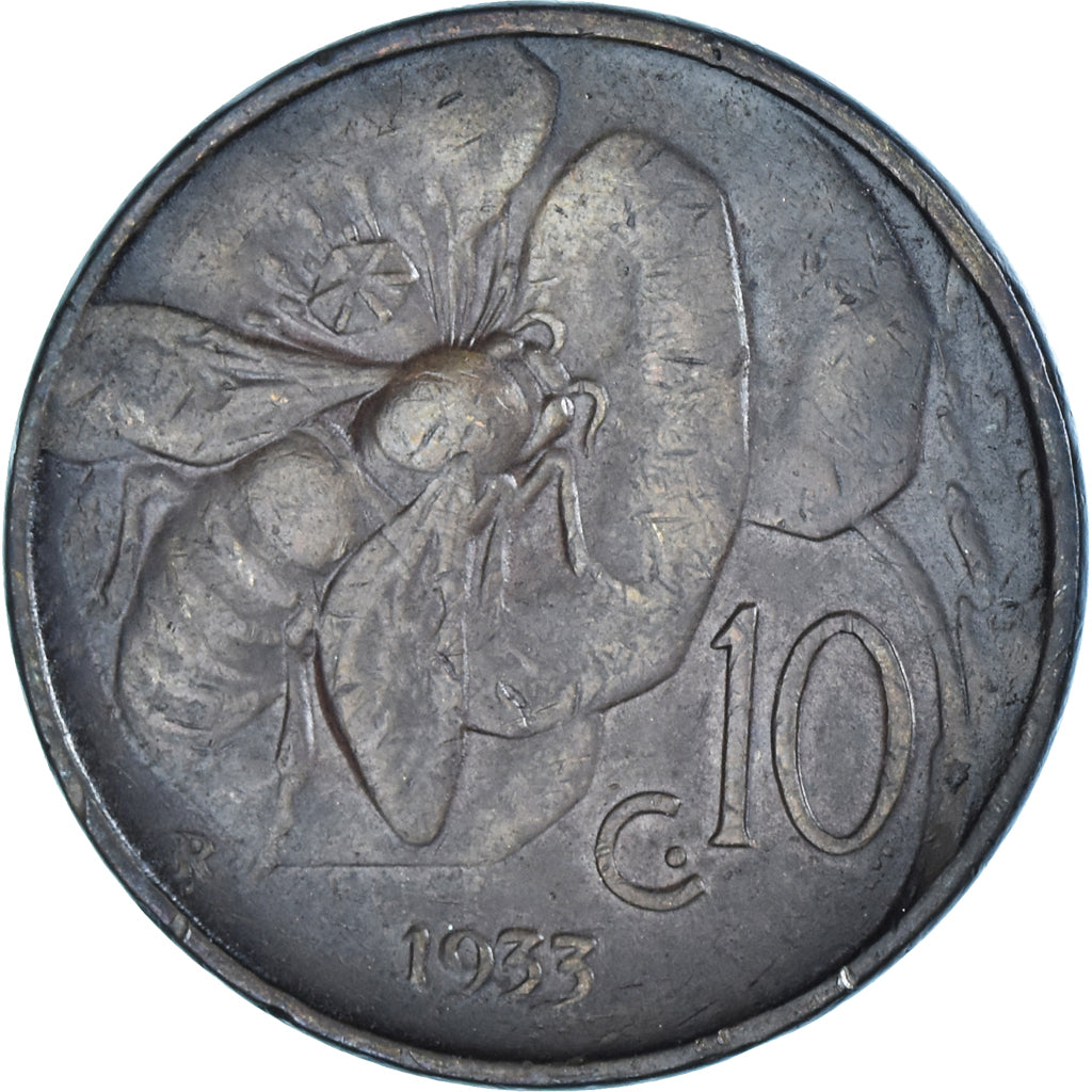 Coin, Italy, Vittorio Emanuele III, 10 Centesimi, 1933, Rome, VF(30-35), Bronze