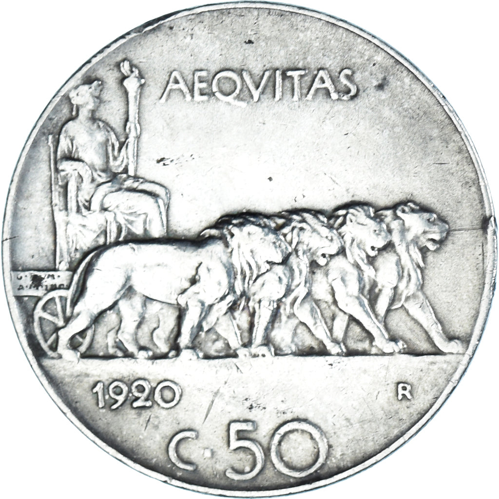Monnaie, Italie, Vittorio Emanuele III, 50 Centesimi, 1920, Rome, TB+, Nickel