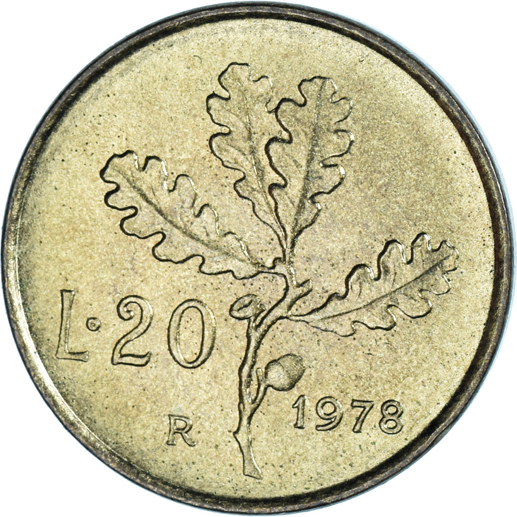 Moneda, Italia, 20 Lire, 1978, Rome, MBC+, Aluminio - bronce, KM:97.2
