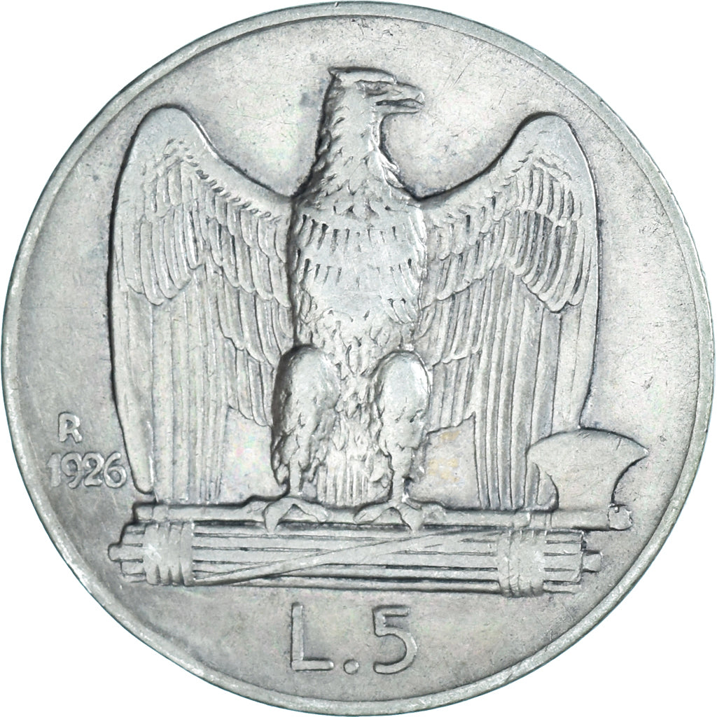 Munten, Italië, Vittorio Emanuele III, 5 Lire, 1926, Rome, ZF, Zilver, KM:67.1