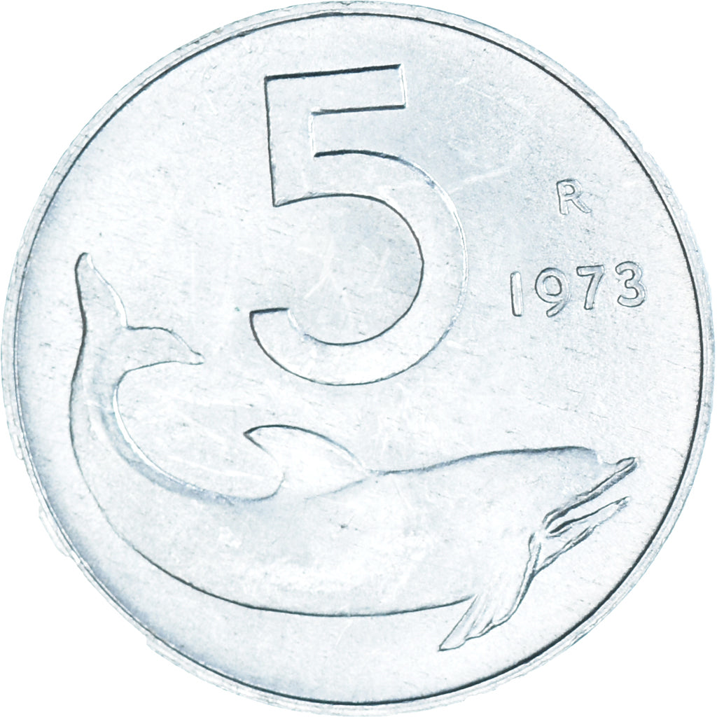 Coin, Italy, 5 Lire, 1973, Rome, MS(63), Aluminum, KM:92