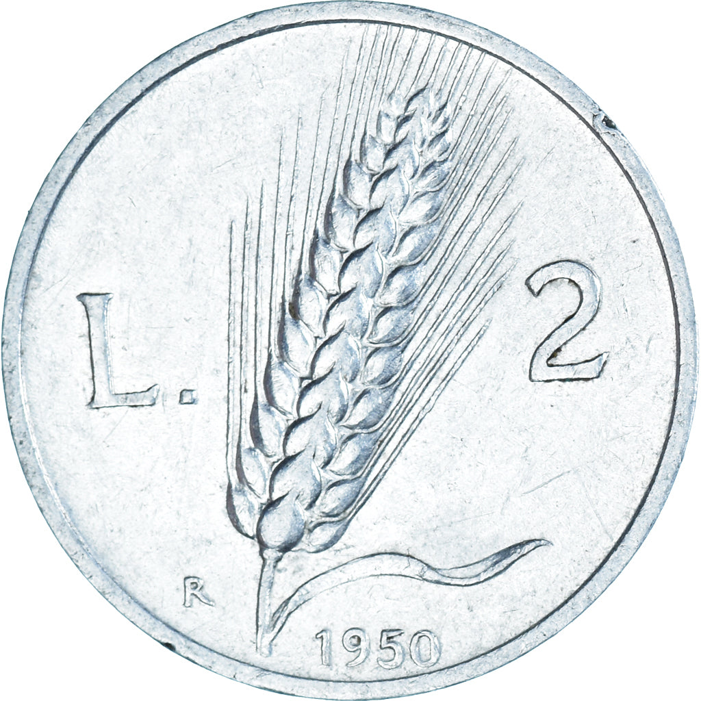 Coin, Italy, 2 Lire, 1950, Rome, EF(40-45), Aluminum, KM:88