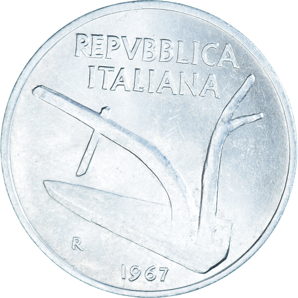 Moeda, Itália, 10 Lire, 1967, Rome, AU(50-53), Alumínio, KM:93