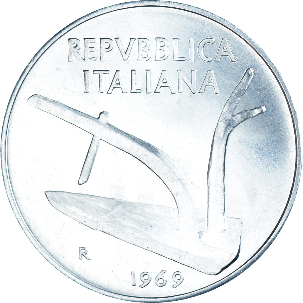 Moeda, Itália, 10 Lire, 1969, Rome, MS(63), Alumínio, KM:93