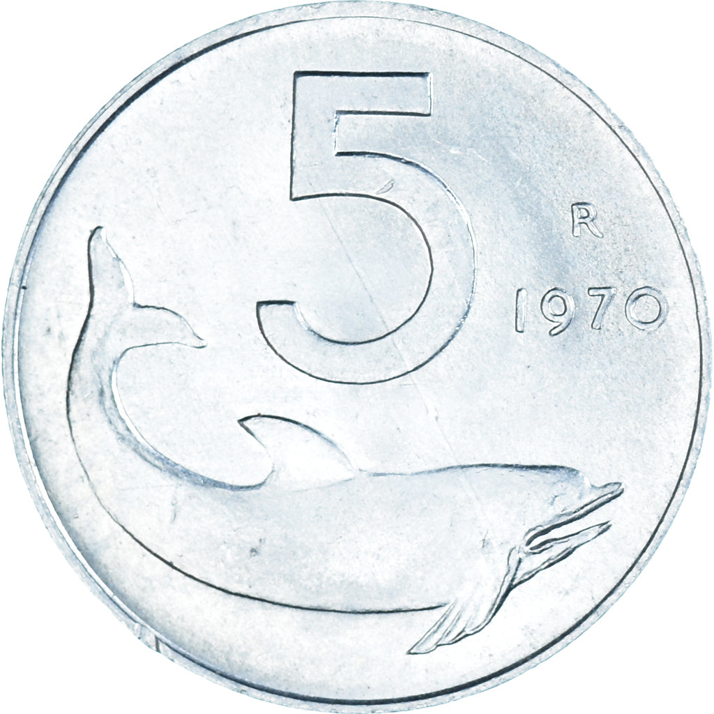 Moeda, Itália, 5 Lire, 1970, Rome, AU(50-53), Alumínio, KM:92