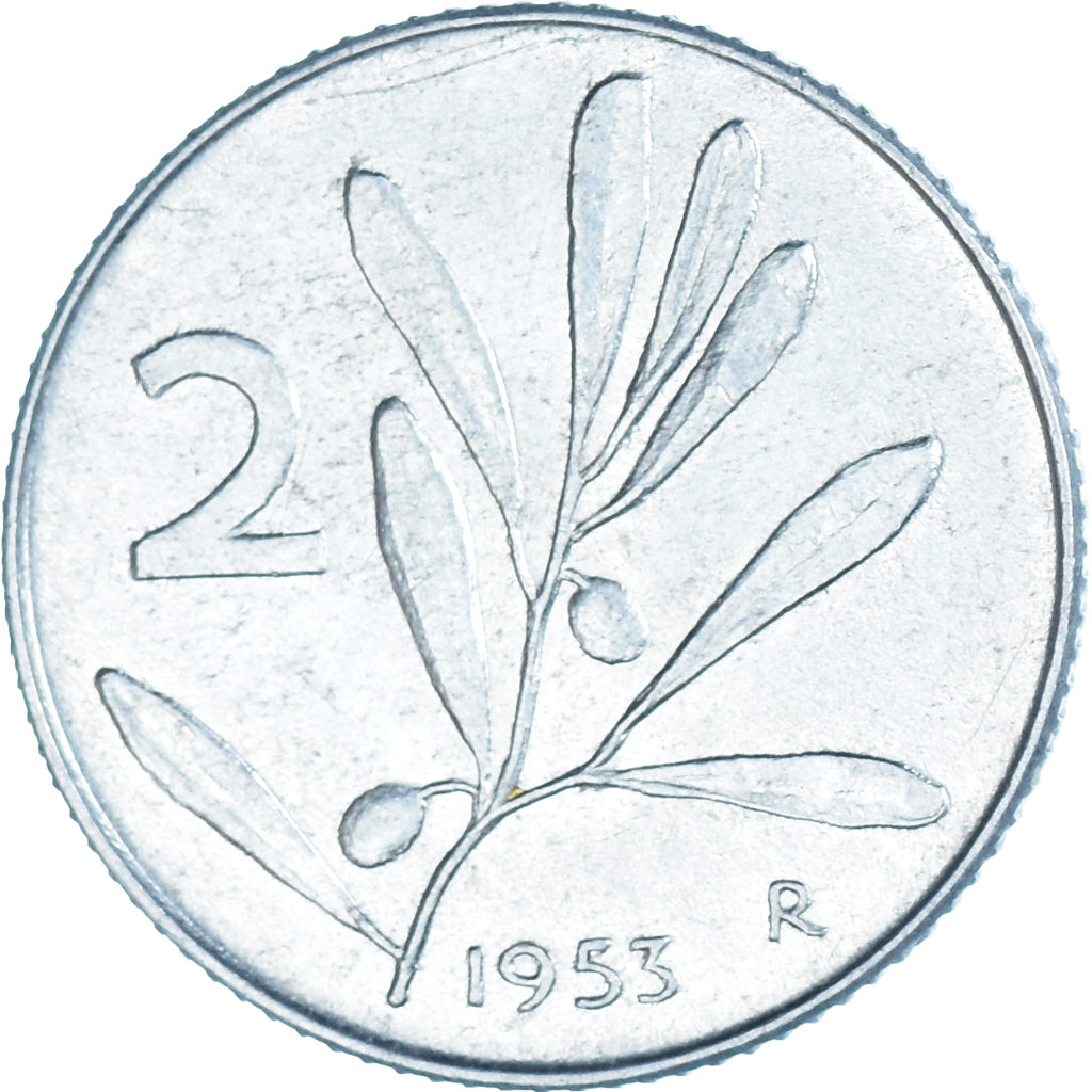 Moneta, Włochy, 2 Lire, 1953, Rome, EF(40-45), Aluminium, KM:94