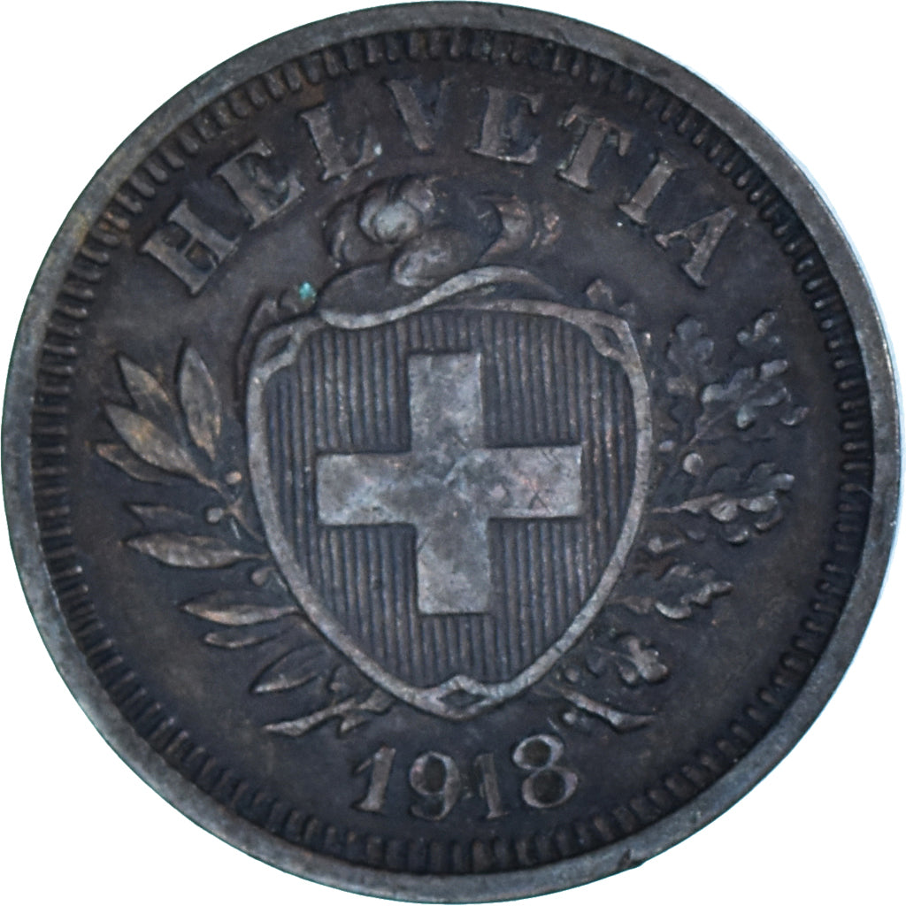 Munten, Zwitserland, Rappen, 1918, Bern, ZF, Bronzen, KM:3.2