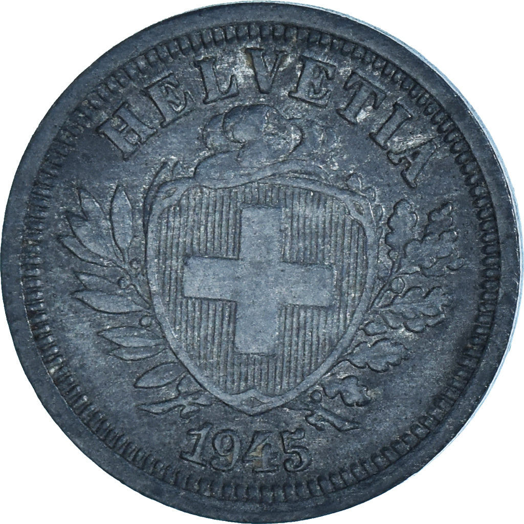 Coin, Switzerland, Rappen, 1945, Bern, EF(40-45), Zinc, KM:3a
