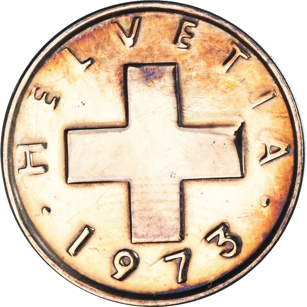 Coin, Switzerland, Rappen, 1973, Bern, AU(50-53), Bronze, KM:46