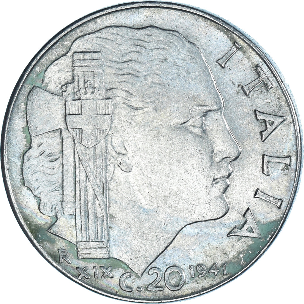 Moeda, Itália, Vittorio Emanuele III, 20 Centesimi, 1941, Rome, VF(30-35), Aço