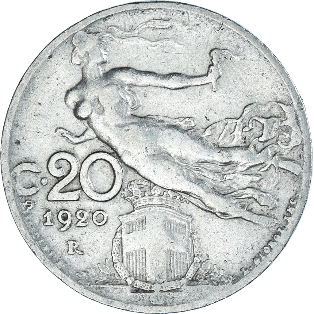 Moeda, Itália, Vittorio Emanuele III, 20 Centesimi, 1920, Rome, F(12-15)