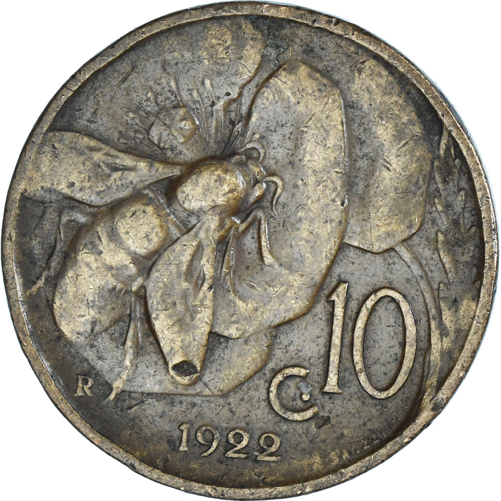 Moneta, Italia, Vittorio Emanuele III, 10 Centesimi, 1922, Rome, MB+, Bronzo