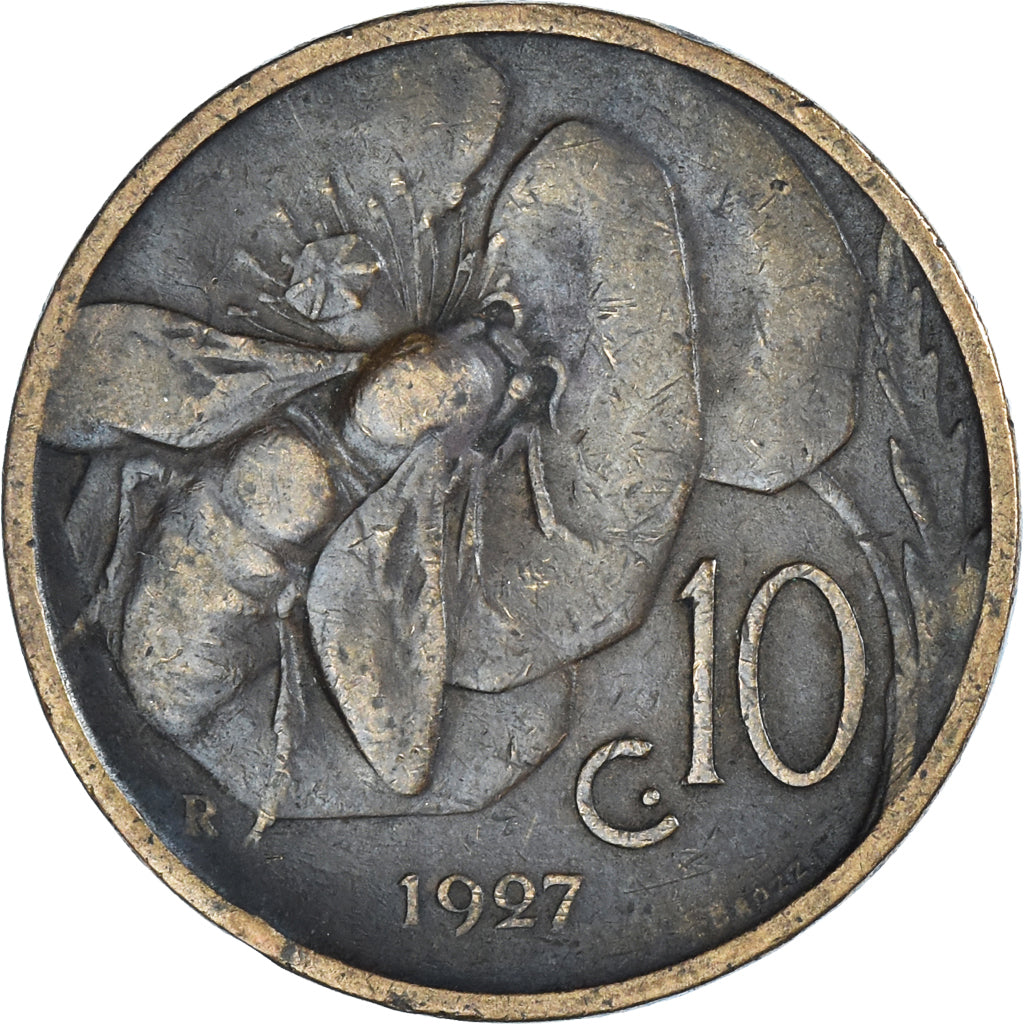 Coin, Italy, Vittorio Emanuele III, 10 Centesimi, 1927, Rome, VF(30-35), Bronze