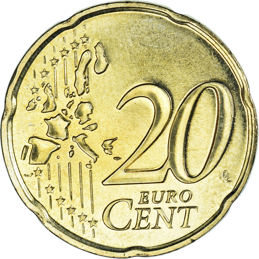 Monaco, 20 Euro Cent, 2002, Paris, MS(63), Brass, KM:171