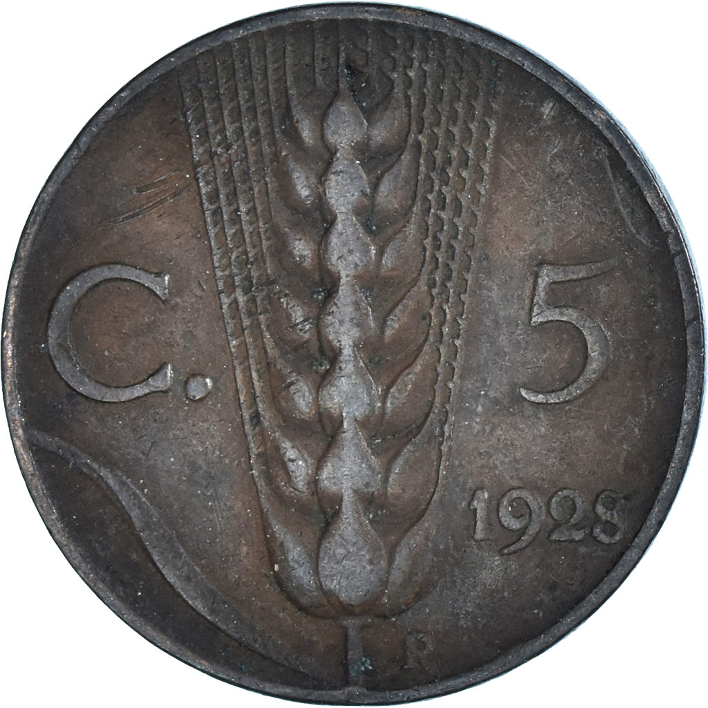 Moeda, Itália, Vittorio Emanuele III, 5 Centesimi, 1928, Rome, VF(20-25)