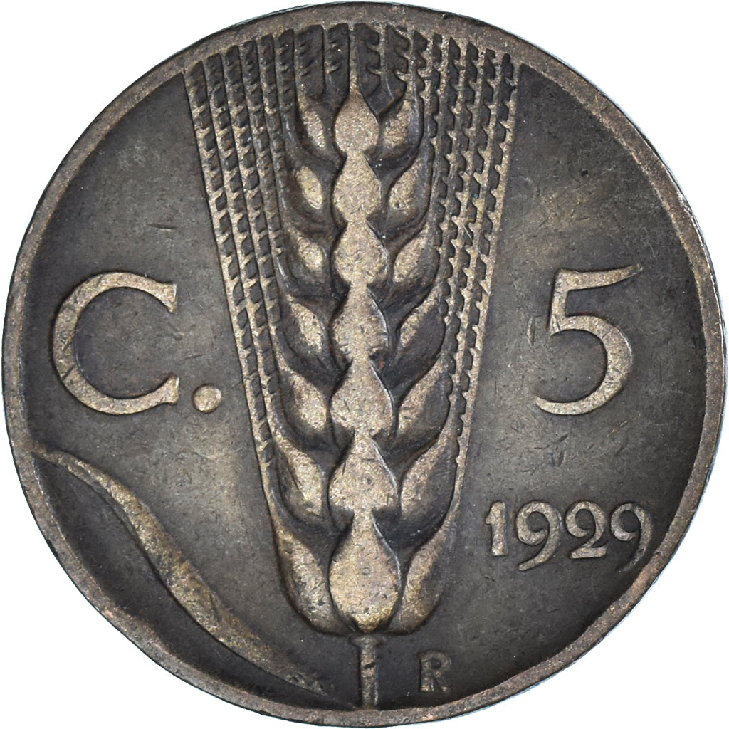 Moeda, Itália, Vittorio Emanuele III, 5 Centesimi, 1929, Rome, VF(20-25)