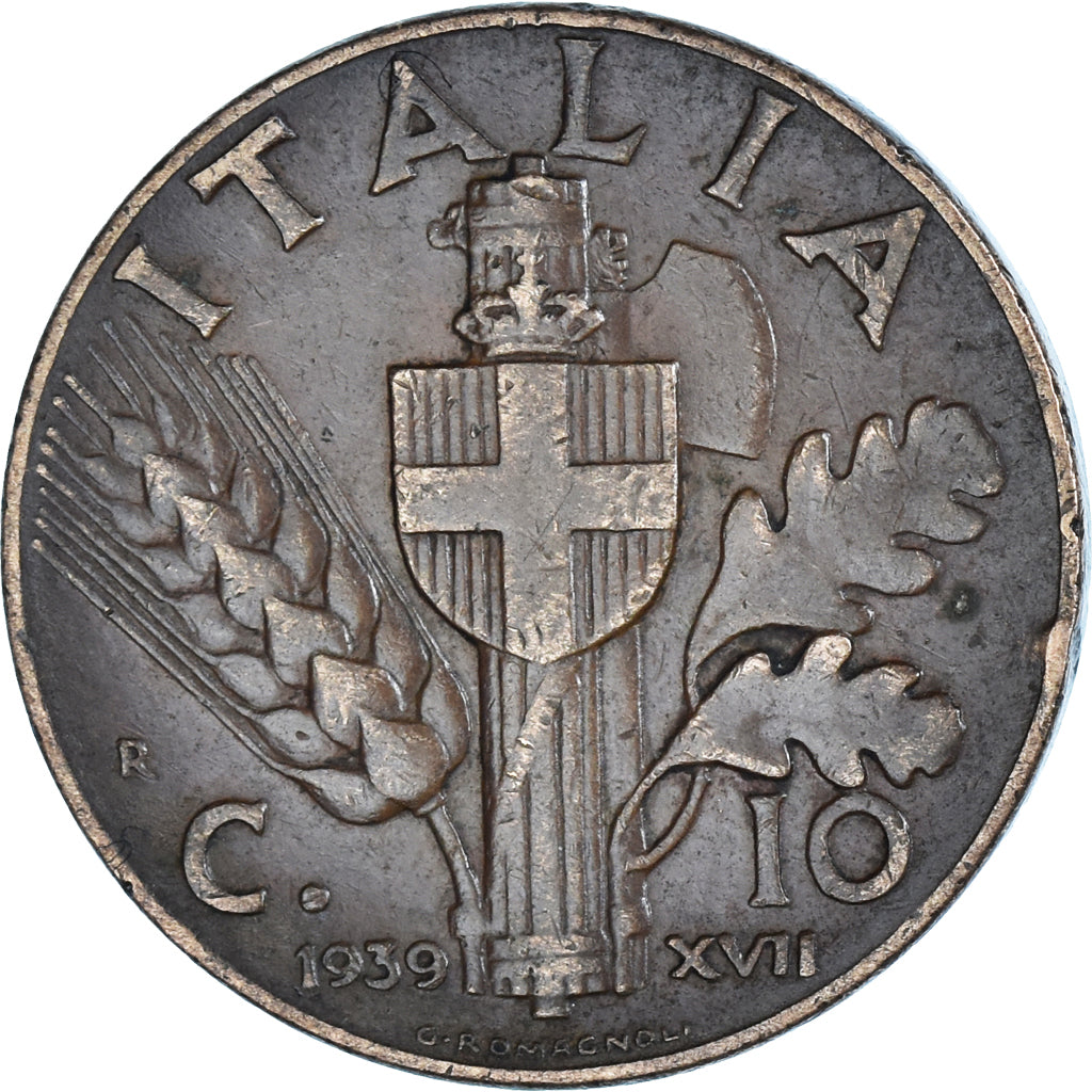 Monnaie, Italie, Vittorio Emanuele III, 10 Centesimi, 1939, Rome, TB+, Cuivre