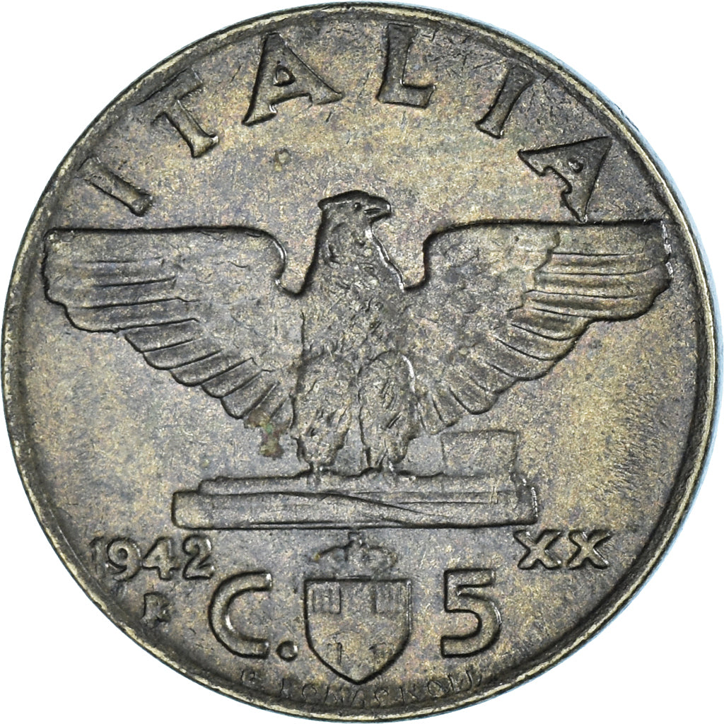 Moeda, Itália, Vittorio Emanuele III, 5 Centesimi, 1942, Rome, AU(50-53)